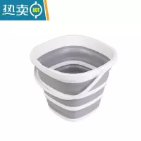 敬平可折叠大号水桶30L升大容量储水家用宿舍洗衣泡脚车载洗澡便携式 灰色10L方形带提手 29.5*24.5cm