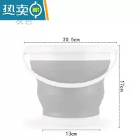 敬平折叠水桶手提可伸缩塑料家用便携式加厚旅行户外车载洗车桶钓鱼桶 小号水桶3L-灰色[送挂钩]