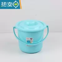 敬平家用手提塑料小桶圆形洗衣桶有盖装水桶胶桶拖把桶小号加厚水 5.5L蓝色