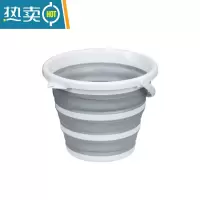 敬平收纳手提便携折叠学生大容量圆桶硅胶塑料牛筋户外钓鱼储洗车水桶 白灰10升