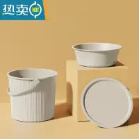 敬平户外露营收纳凳手提加厚脸盆水桶家用学生宿舍用洗衣桶洗澡桶 脸盆水桶二合一(米灰)