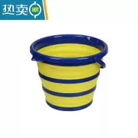敬平收纳手提便携折叠学生大容量圆桶硅胶塑料牛筋户外钓鱼储洗车水桶 蓝黄10升