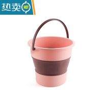 敬平折叠水桶便携式旅行洗车手提钓鱼桶家用大号可伸缩洗澡加厚塑料桶 粉色 中号