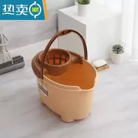 敬平家用手动挤水桶手压地拖桶拖地拖把桶塑料旋转拧水单桶老式墩布桶 加厚椭圆款卡其