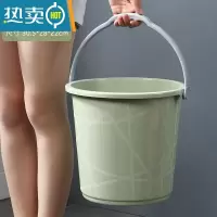 敬平家用手提水桶塑料洗车圆桶大号加厚储水桶学生宿舍用洗衣桶洗澡桶 塑料提手款小号北欧绿