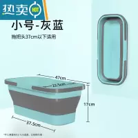 敬平可折叠拖把桶长方形拖地桶家用海绵大号塑料单卖涮洗拖布车储水桶 [小号]拖把桶-灰蓝色