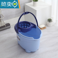 敬平家用手动挤水桶手压地拖桶拖地拖把桶塑料旋转拧水单桶老式墩布桶 加厚椭圆款蓝色