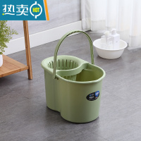 敬平家用手动挤水桶手压地拖桶拖地拖把桶塑料旋转拧水单桶老式墩布桶 加厚绿色