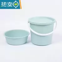 敬平盆桶套装宿舍学生桶盆六件套家用带盖塑料水桶脸盆洗漱用品洗衣桶 北欧蓝 桶+盆+盖三件套