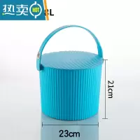敬平家用水桶带盖加厚手提可坐塑料桶洗衣桶洗澡凳幼儿园收纳桶 小号加厚钓鱼桶-纯蓝色