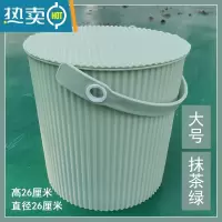 敬平加厚塑料收纳桶带盖可坐人洗澡凳幼儿园储物桶大号钓鱼桶洗车水桶 抹茶绿 条纹圆形大号