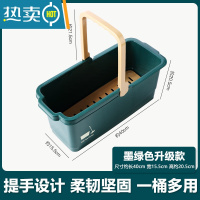 敬平长方形家用塑料水桶洗涮拖布桶拖地墩布桶可排水海绵拖把桶单卖桶 墨绿色升级款[带沥水板]