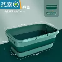 敬平可折叠洗拖把桶家用长方形拖地储水胶棉海绵布清洗挤水桶拖把单桶 升级加大双提手-可折叠内置支架-绿色