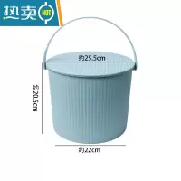 敬平水桶凳家用储水钓鱼桶手提洗澡篮洗衣带盖装水收纳桶塑料加厚可坐 小号北欧蓝