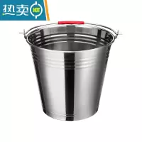敬平手提式大容量家用储水带盖圆桶食堂油桶加厚铁桶提水桶 26CM特厚钢水桶7升