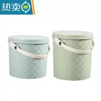 敬平塑料加厚可坐家用钓鱼桶手提洗澡篮洗车桶幼儿园收纳桶带盖水桶凳 小号蓝+大号绿