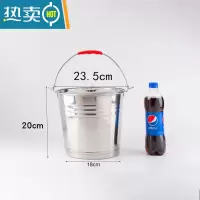 敬平不锈钢水桶手提式幼儿园家用带盖提桶油桶垃圾分类食堂铁桶提水桶 24cm特厚钢水桶6L带盖 送水勺