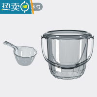 敬平水桶脸盆水勺3件套透明加厚加大家用储水桶洗衣盆手提学生宿舍用 水桶水勺佳配组合装[深空灰]