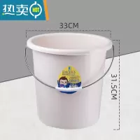 敬平手提塑料水桶大号储水桶圆桶学生宿舍桶水盆套装洗澡桶洗衣桶家用 [中号26L]米色-加厚耐摔