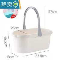 敬平塑料洗拖把桶长方形家用折叠拖地水桶储水用洗车拖布桶单桶 升级北欧白+地板清洁片 [清洁更轻松]