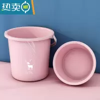 敬平水桶家用大号储水桶学生宿舍洗澡手提带盖塑料桶大容量加厚洗车桶 水桶+脸盆[粉]