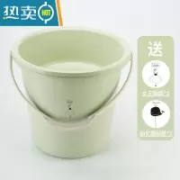 敬平日系家用桶盆套装学生宿舍三件套洗脸盆塑料加厚手提水桶圆桶无盖 抹茶绿 18升(盆桶套装送贴纸)