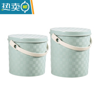 敬平塑料加厚可坐家用钓鱼桶手提洗澡篮洗车桶幼儿园收纳桶带盖水桶凳 小号蓝+大号蓝