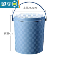 敬平塑料加厚可坐家用钓鱼桶手提洗澡篮洗车桶幼儿园收纳桶带盖水桶凳 蓝灰色[15L大号]