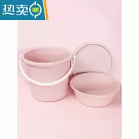 敬平塑料桶水桶家用套装储水加厚桶盆圆桶学生手提大号宿舍洗衣桶寝室 北欧粉(三件套)