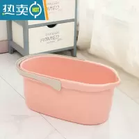 敬平加厚塑料拖把桶挤水桶胶棉拖把清洗桶宽口地拖桶手提长方形拖布桶 [普通款浅粉]拖把单桶