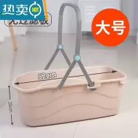 敬平长方形家用塑料水桶洗涮拖布桶拖地墩布桶可排水海绵拖把桶单卖桶 50cm超大拖地桶卡其色