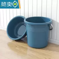 敬平大号水桶家用储水桶学生宿舍手提水塑料桶特大容量加厚户外垃圾桶 大号盆+23L水桶(藏青色)