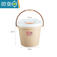 敬平小桶卡通带盖玩具手提桶洗澡储物桶有盖可坐人收纳凳钓鱼桶装水桶 卡其色 7L [1个装]