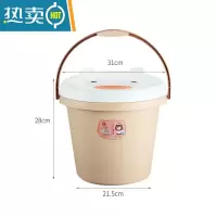 敬平小桶卡通带盖玩具手提桶洗澡储物桶有盖可坐人收纳凳钓鱼桶装水桶 卡其色14L [1个装]