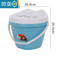 敬平小桶卡通带盖玩具手提桶洗澡储物桶有盖可坐人收纳凳钓鱼桶装水桶 蓝色小猫咪 8L [1个装]
