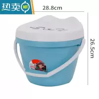 敬平小桶卡通带盖玩具手提桶洗澡储物桶有盖可坐人收纳凳钓鱼桶装水桶 蓝色小猫咪 8L [1个装]