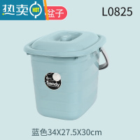 敬平创意塑料加厚长方形带盖手提水桶家用米桶储水桶洗车桶泡脚桶 L0825蓝色15L