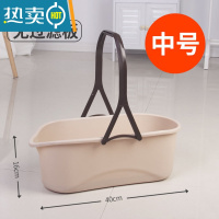 敬平塑料加厚长方形储水水桶拖地桶大号家用拖把桶塑料桶小方桶洗衣桶 卡其色-40CM拖地水桶[中号]