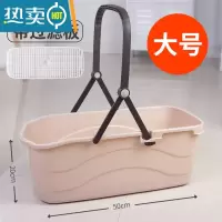 敬平塑料加厚长方形储水水桶拖地桶大号家用拖把桶塑料桶小方桶洗衣桶 卡其色-50CM[超大号-拖地水桶+ 过滤板]