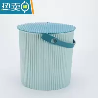 敬平塑料加厚可坐家用钓鱼桶手提洗澡篮洗车桶幼儿园收纳桶带盖水桶凳 蓝配深蓝 常规号