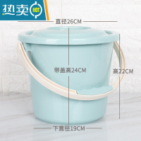 敬平家用手提塑料大号加厚储水桶欧式洗车学生宿舍用洗澡带盖洗衣圆桶 加厚北欧蓝