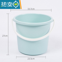敬平家用手提塑料大号加厚储水桶欧式洗车学生宿舍用洗澡带盖洗衣圆桶 平桶-北欧蓝(无盖)