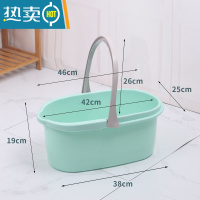 敬平加厚塑料拖把桶挤水桶胶棉拖把清洗桶宽口地拖桶手提长方形拖布桶 [高品质单桶草绿]大号38cm加厚 桶