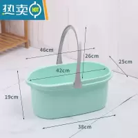 敬平加厚塑料拖把桶挤水桶胶棉拖把清洗桶宽口地拖桶手提长方形拖布桶 [高品质单桶草绿]大号38cm加厚 桶