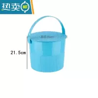 敬平炫彩整理收纳桶玩具垃圾桶钓鱼桶塑料有盖清洁洗衣桶收纳凳水桶 新蓝小号(普通款)