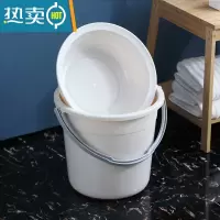 敬平塑料水桶学生宿舍洗衣桶手提加厚洗澡桶家用多功能储水桶圆形桶盆 加大号 卡其 桶+盆