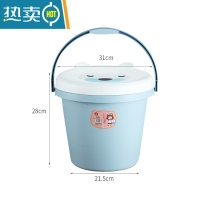 敬平小桶卡通带盖玩具手提桶洗澡储物桶有盖可坐人收纳凳钓鱼桶装水桶 蓝色14L [1个装]