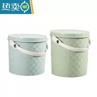 敬平水桶可坐塑料桶带盖水桶凳子收纳洗车垃圾桶储物桶幼儿园桶 小号蓝+大号绿