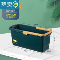 敬平拖把桶家用长方形塑料涮拖布桶大容量拖地储水桶拖把挤水桶 墨绿基础款