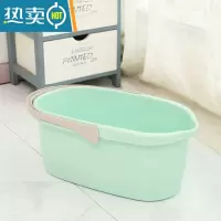 敬平加厚塑料拖把桶挤水桶胶棉拖把清洗桶宽口地拖桶手提长方形拖布桶 [普通款浅绿]拖把单桶